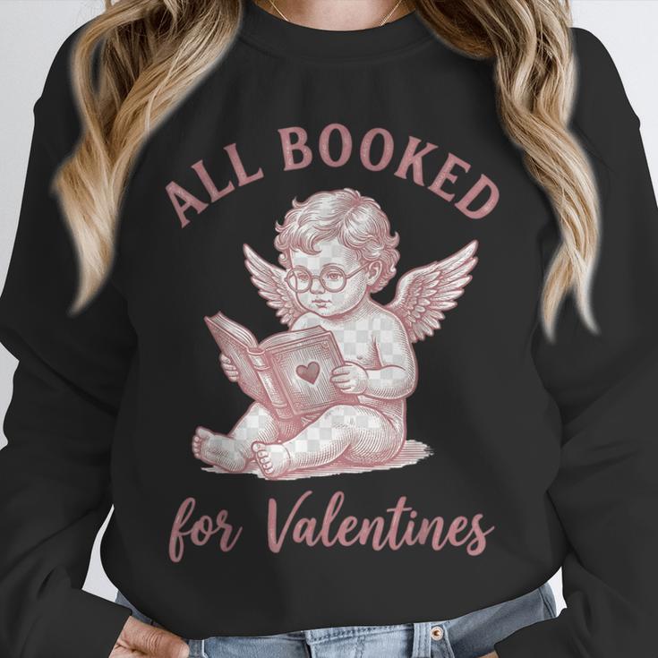 All Booked For Valentines Cute Cherub Vintage Book Lover Unisex Sweatshirt