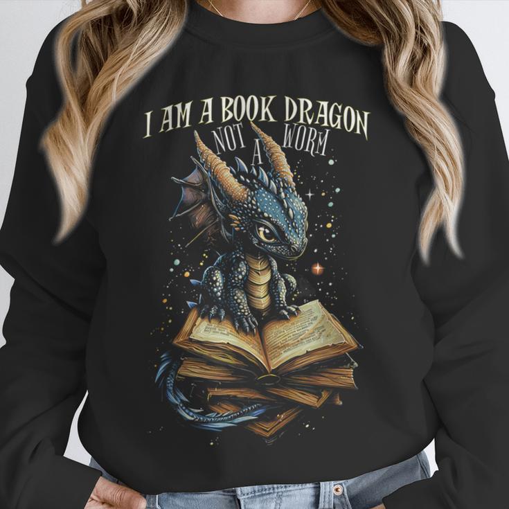 Bookish Quote I Am a Book Dragon Not a Worm Reading Book Unisex Sweatshirt