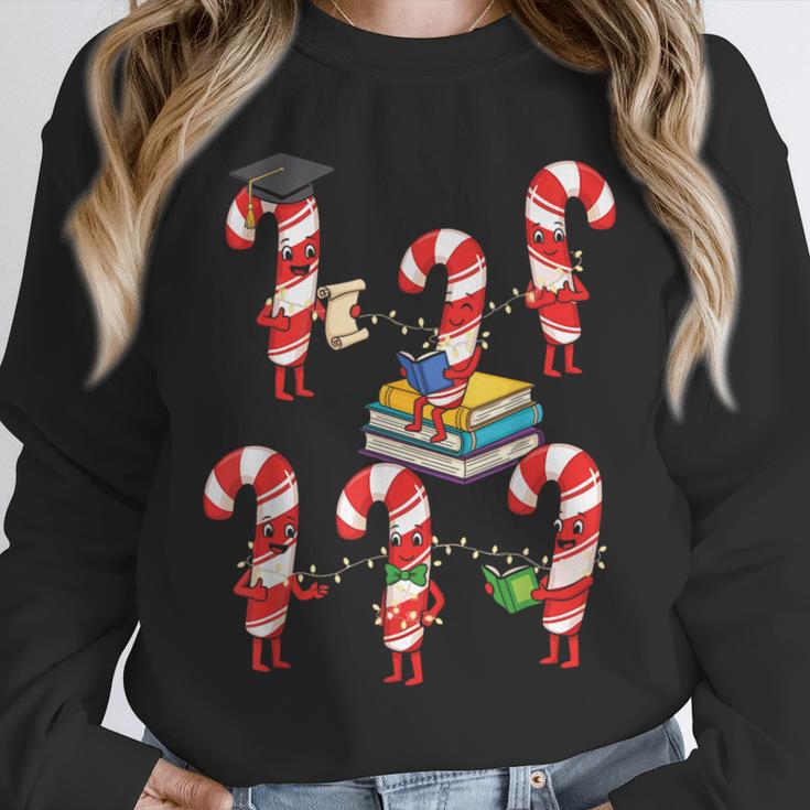 Bookmas Christmas Books Shirt Candy Cane Bookworm Unisex Sweatshirt