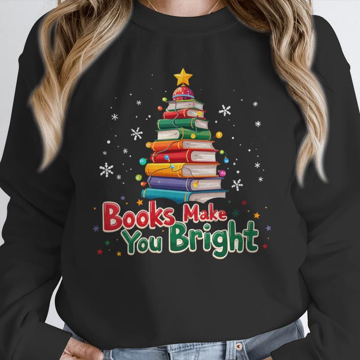 Books Make You Bright Christmas Librarian Book Lover Unisex Sweatshirt