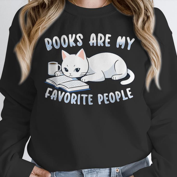 Books Are My Favorite People Cat With Coffee Mug Book Lovers Unisex Sweatshirt Books Are My Favorite People Cat With Coffee Mug Book Lovers Unisex Sweatshirt