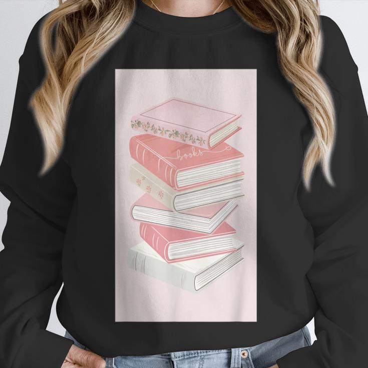 Books Flowers Art Flower Stack Pastel Feminine Unisex Sweatshirt