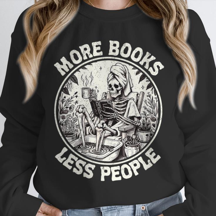 More Books Less People Introvert Skeleton Reading Unisex Sweatshirt