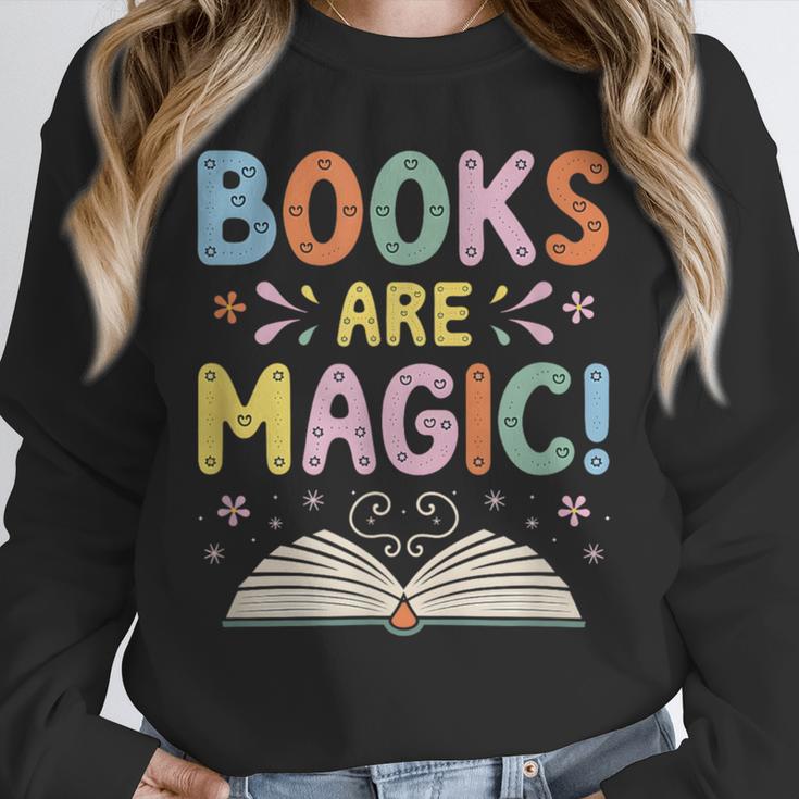 Books Are Magic Whimsical Retro Bookworm Unisex Sweatshirt