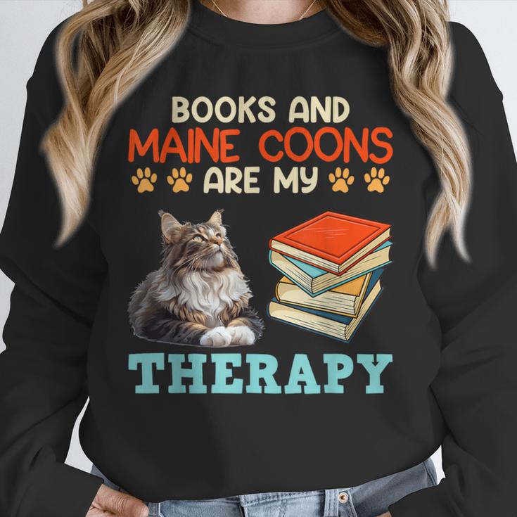 BOOKS AND MAINE COONS ARE MY THERAPY Main Coon Unisex Sweatshirt