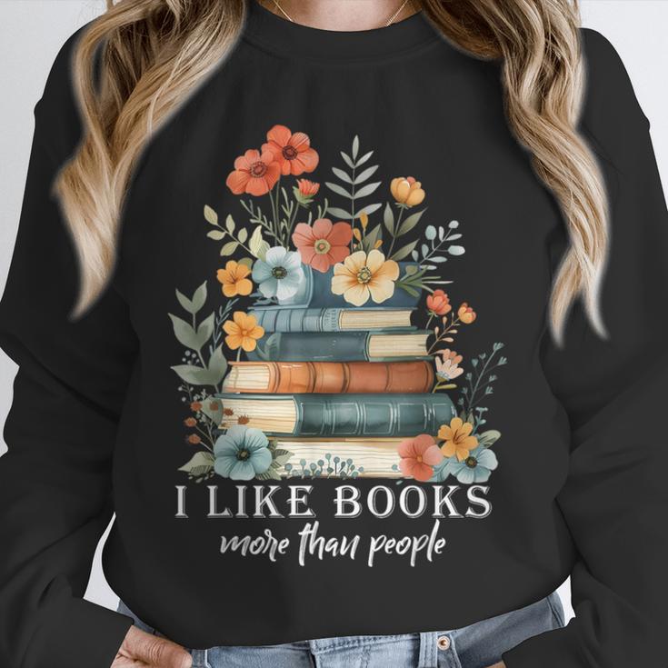 I Like Books More Than People Reading Reader Bookworm Saying Unisex Sweatshirt