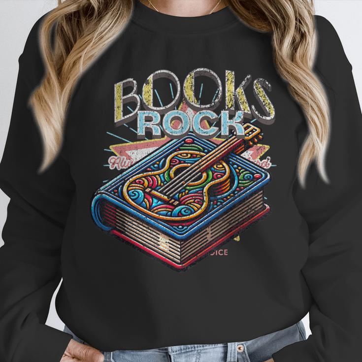 Books Rock Rock'n Roll Science Of Reading Teachers Guitar Unisex Sweatshirt