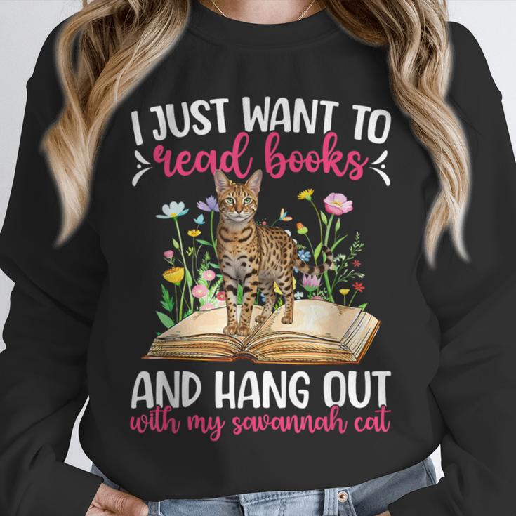Books And My Savannah Cat Owner Savannah Cat Lover Unisex Sweatshirt