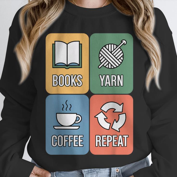 Books Yarn Coffee Repeat Crocheting Unisex Sweatshirt Books Yarn Coffee Repeat Crocheting Unisex Sweatshirt