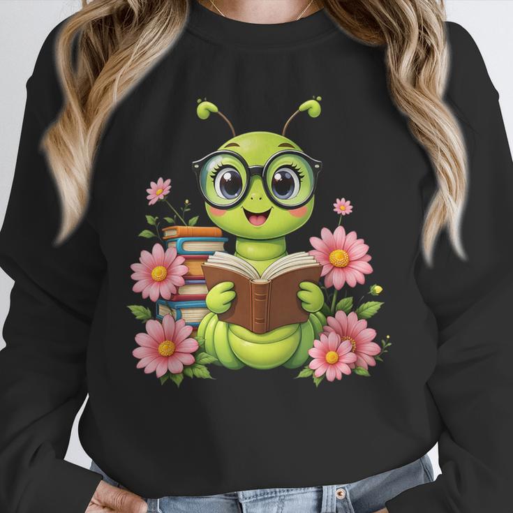 Bookworm Costume Kawaii Reading Worm For World Book Day Unisex Sweatshirt