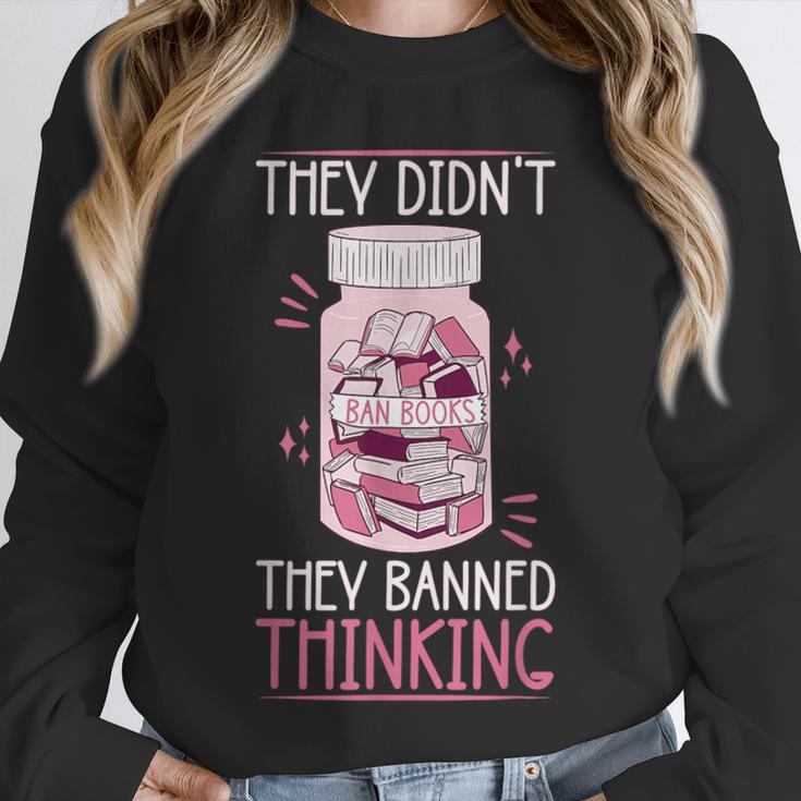 Bookworm Library Banned Book -Adults Short Sleeve Modern Crew Neck Small Straight Imported They Didn't Ban Books They Banned Thinking Unisex Sweatshirt