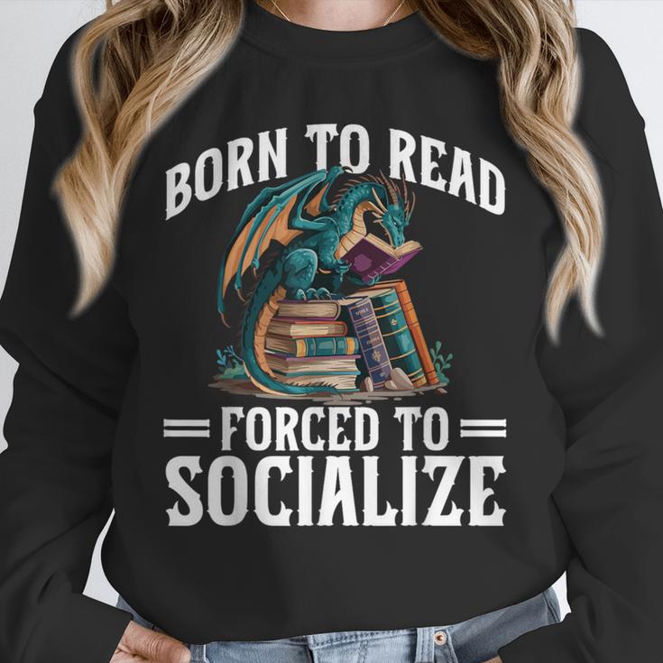 Born To Read Forced To Socialize Dragon Books Reading Unisex Sweatshirt