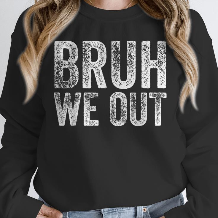 BRUH WE OUT GRADUATE Happy Graduation Student Retro Vintage Unisex Sweatshirt