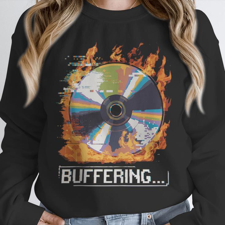 Buffering Glitched CD On Fire 2000s Nostalgia Unisex Sweatshirt