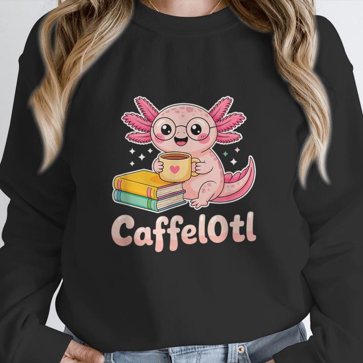 Caffelotl Cute Axolotl Pun Coffee Book Lover Kawaii Humor Unisex Sweatshirt