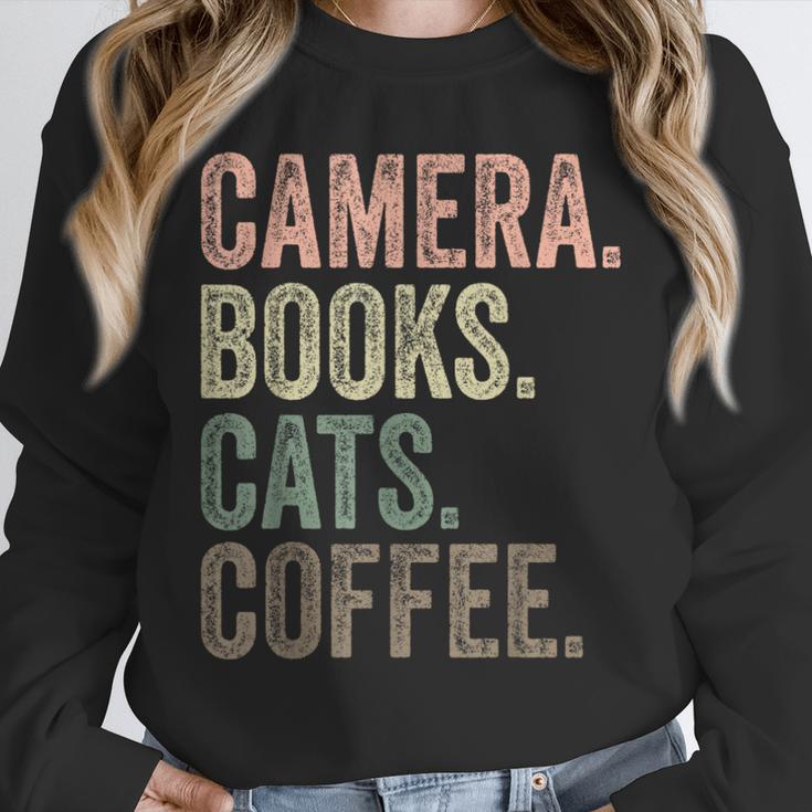 Camera Books Cats And Coffee Lover Photography Men Women Unisex Sweatshirt