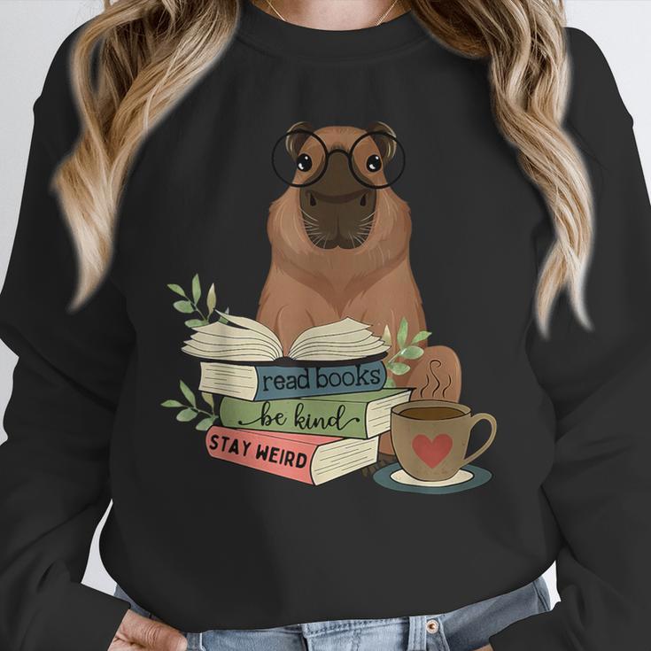 Capybara Glasses Reading Books Capybara Nerd Bookworm Unisex Sweatshirt