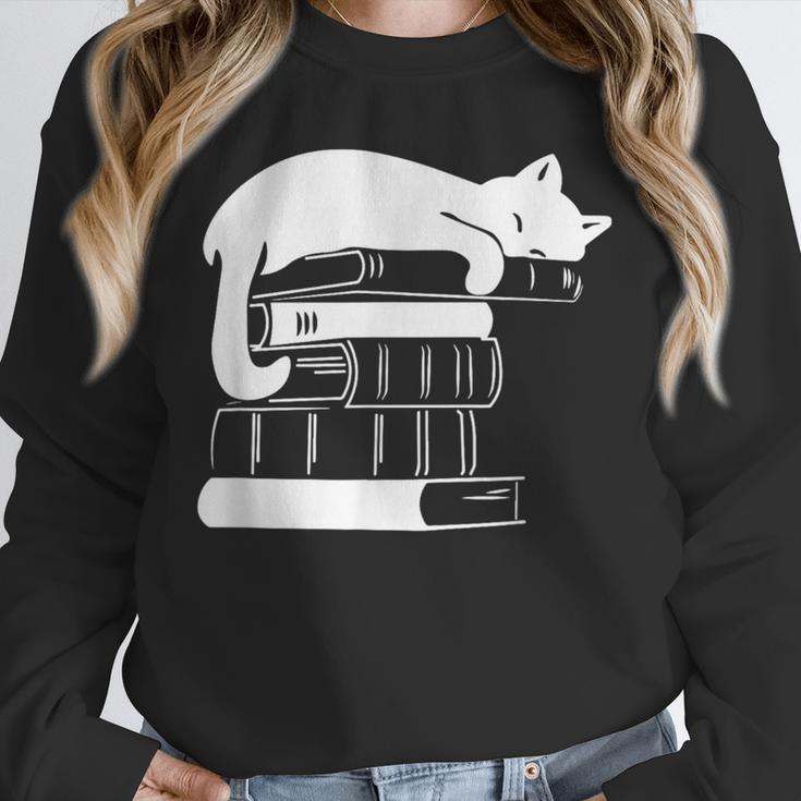 Cat Book Books And Cats Cat Lover Cat Mom Book Lovers Unisex Sweatshirt