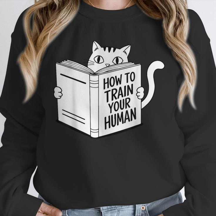 Cat Book Humor How To Train Your Human Unisex Sweatshirt
