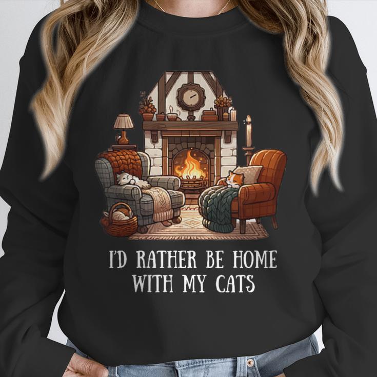 Cat Lover I'd Rather Be Home With My Cats Introvert Cozy Unisex Sweatshirt Cat Lover I'd Rather Be Home With My Cats Introvert Cozy Unisex Sweatshirt
