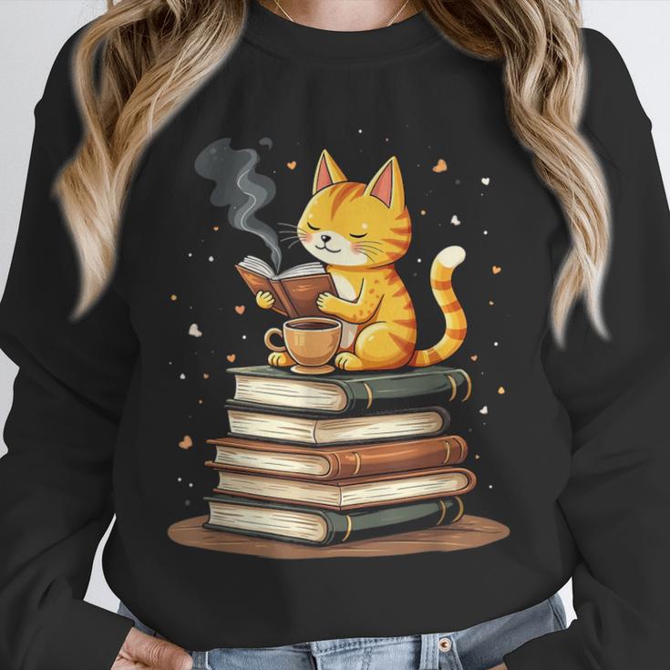 Cat Reading Books Unisex Sweatshirt