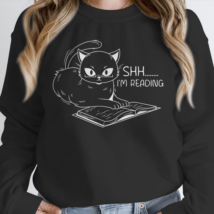Cat Shh I'm Reading Book Reader Unisex Sweatshirt