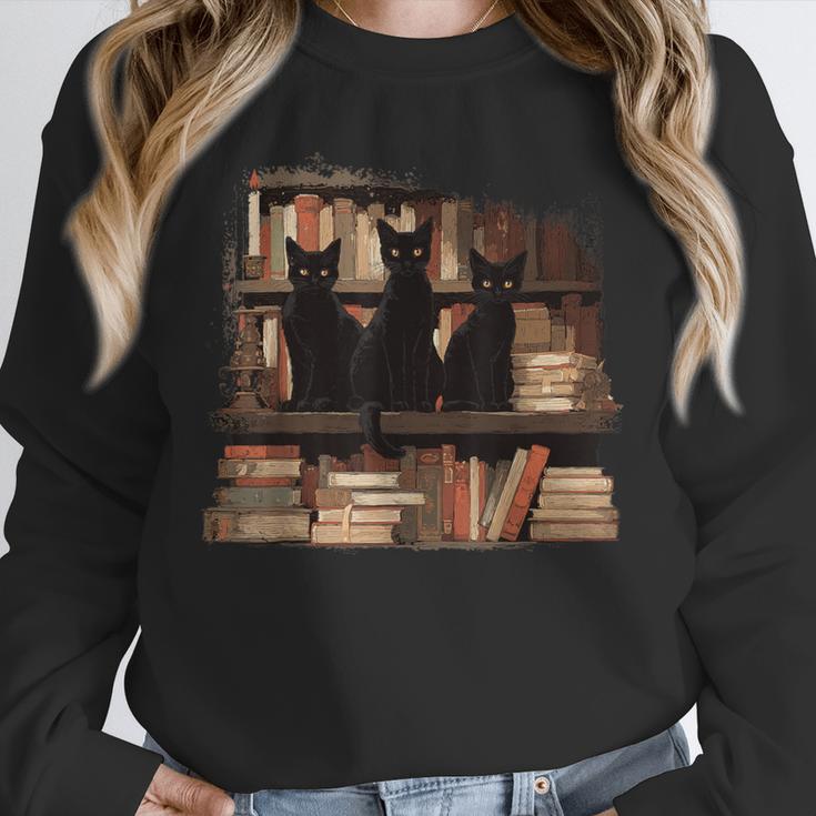 Cats Antique Books Academia Library Aesthetic Bookworm Unisex Sweatshirt