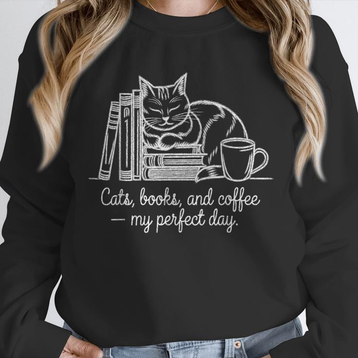Cats Books And Coffee – My Perfect Day Cat Lover Unisex Sweatshirt
