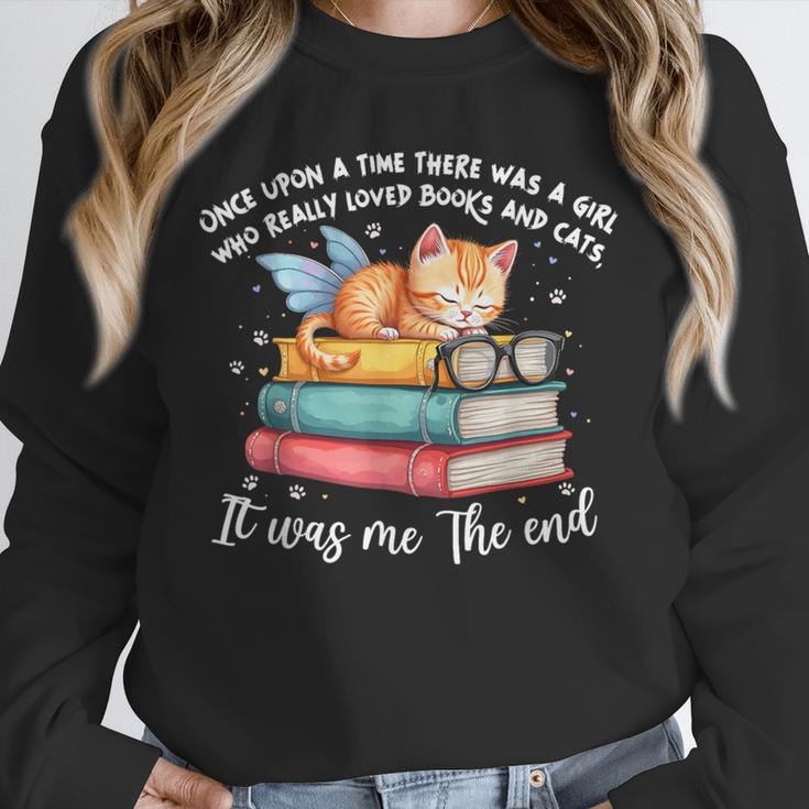 Cats And Books Easily Distracted By Book & Cat Lover Men Women Kids Unisex Sweatshirt