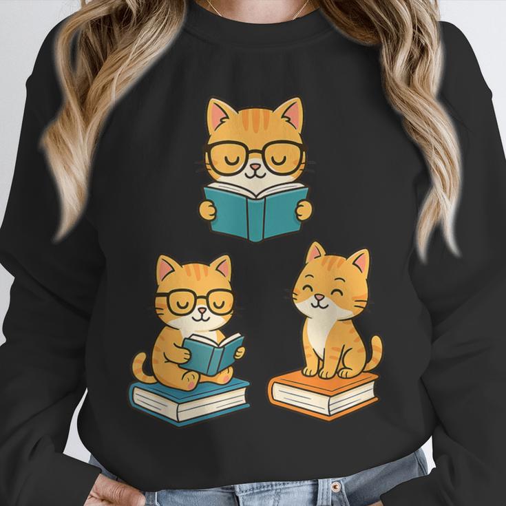 Cats Reading Book Lover Reading Bookworm Reader Unisex Sweatshirt