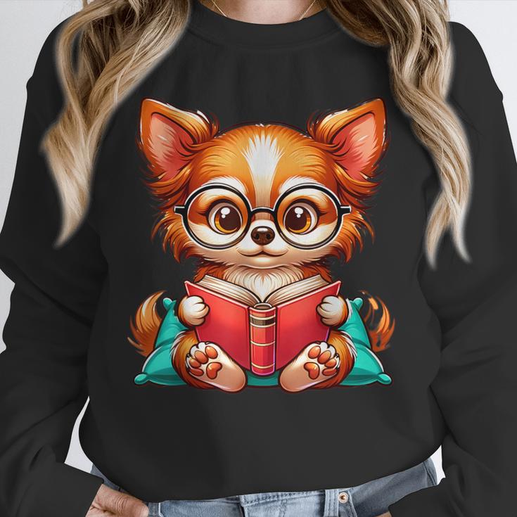 Chihuahua Reading a Book Dog Unisex Sweatshirt Chihuahua Reading a Book Dog Unisex Sweatshirt