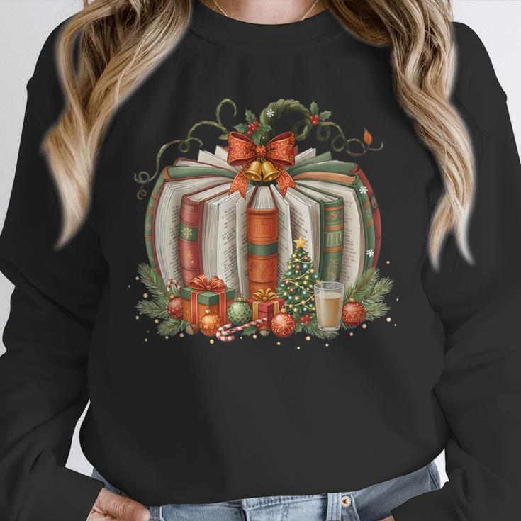 Christmas Book Pumpkin Reading Holiday Lovers Teacher Unisex Sweatshirt Christmas Book Pumpkin Reading Holiday Lovers Teacher Unisex Sweatshirt