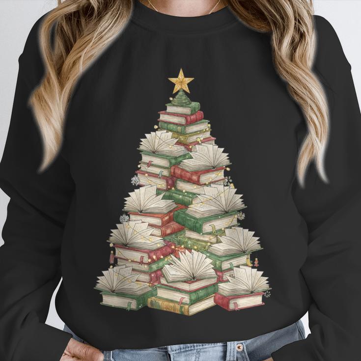 Christmas Book Tree Teacher Book Lover Xmas Librarian Unisex Sweatshirt