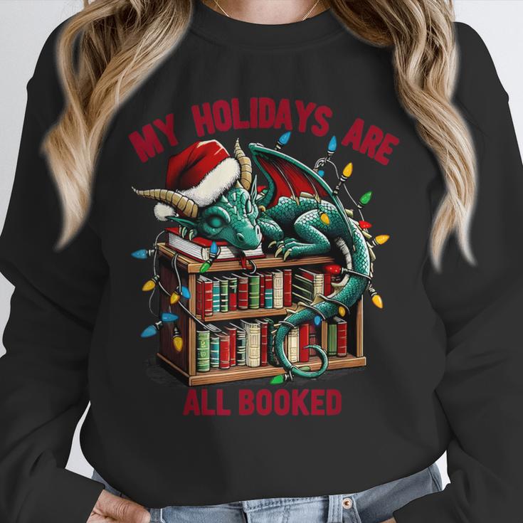Christmas Dragon My Holidays Are All Booked Book Lovers Kids Unisex Sweatshirt