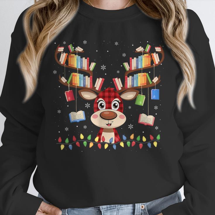 Christmas Librarian Reindeer Matching Book Lover Unisex Sweatshirt