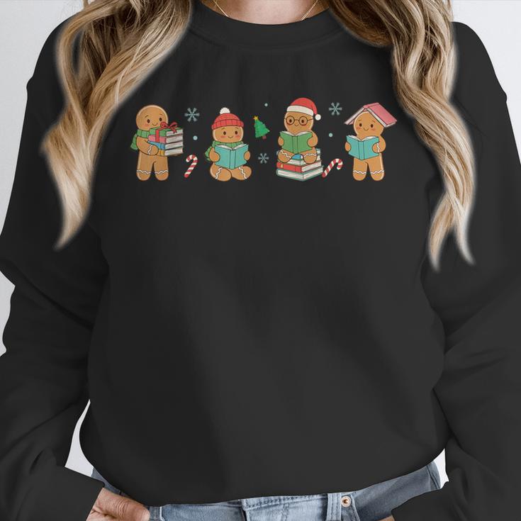 Christmas Library Gingerbread Man Books Lover Bookish Unisex Sweatshirt