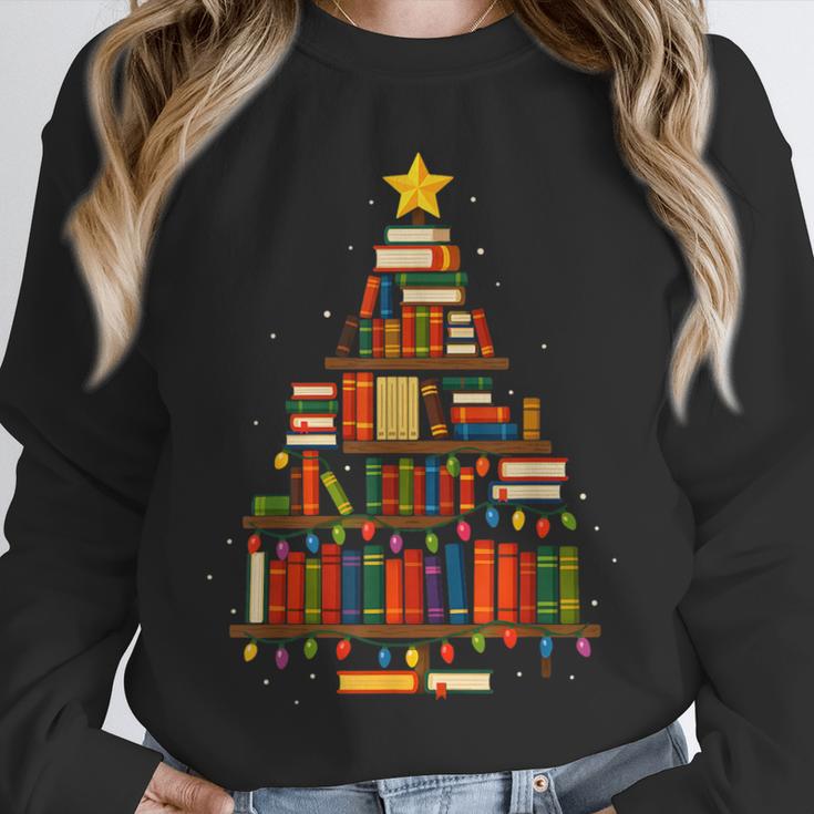 Christmas Tree Bookshelf Book Lover Library Men Women Kids Unisex Sweatshirt