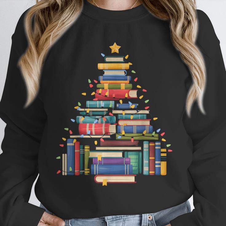 Christmas Tree Made Of Books Librarian Reader Holiday Unisex Sweatshirt