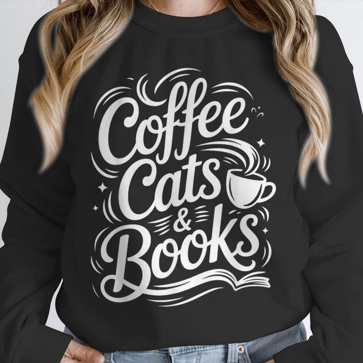 Coffee Cats & Books Reading Book Lover Reader Unisex Sweatshirt Coffee Cats & Books Reading Book Lover Reader Unisex Sweatshirt