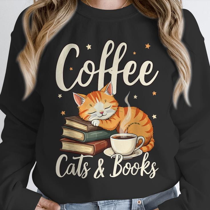 Coffee Cats And Books Lover For Women & Men Coffee Unisex Sweatshirt