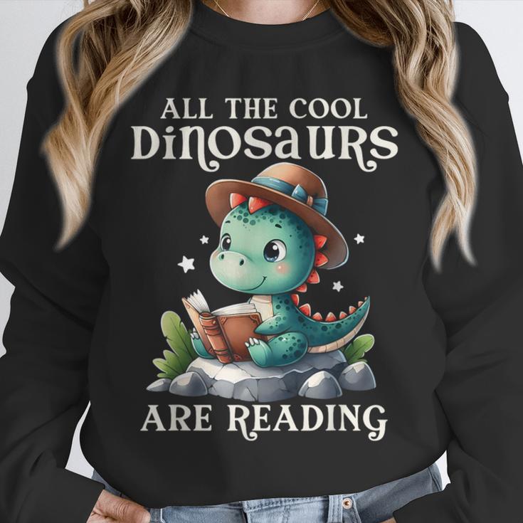 All The Cool Dinosaurs Are Reading Book Reader T-Rex Kawaii Unisex Sweatshirt
