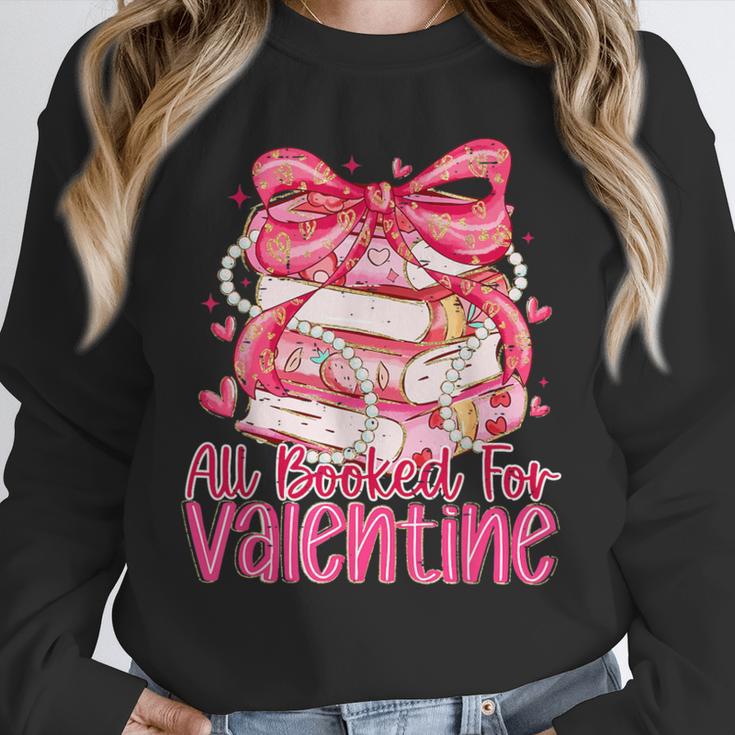 Coquette Bow All Booked For Valentines Teacher Book Unisex Sweatshirt