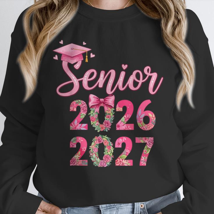 Coquette Pink Bow Flowers Senior 2026 2027 Graduation Unisex Sweatshirt
