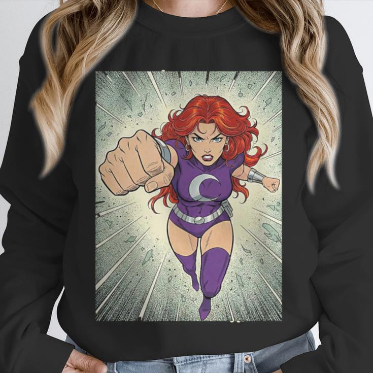The Crimson Crescent 90s Retro Comic Book Superheroine Art Unisex Sweatshirt The Crimson Crescent 90s Retro Comic Book Superheroine Art Unisex Sweatshirt