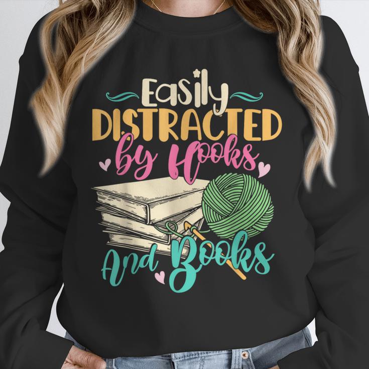 Crochet And Reading Crocheter Bookish Crocheting Book Lover Unisex Sweatshirt