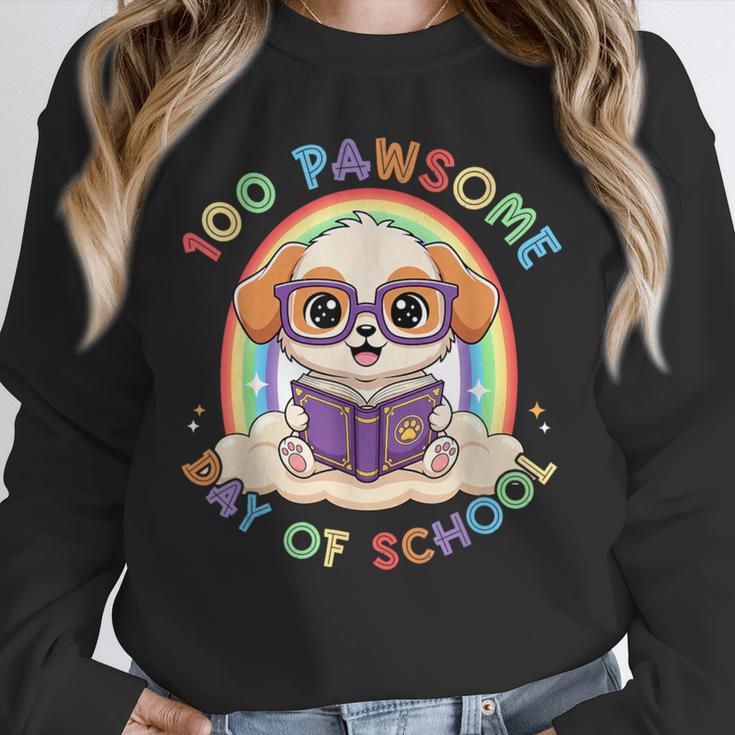 Cute 100th Day Of School 100 Days Dog Reading Book Rainbow Unisex Sweatshirt