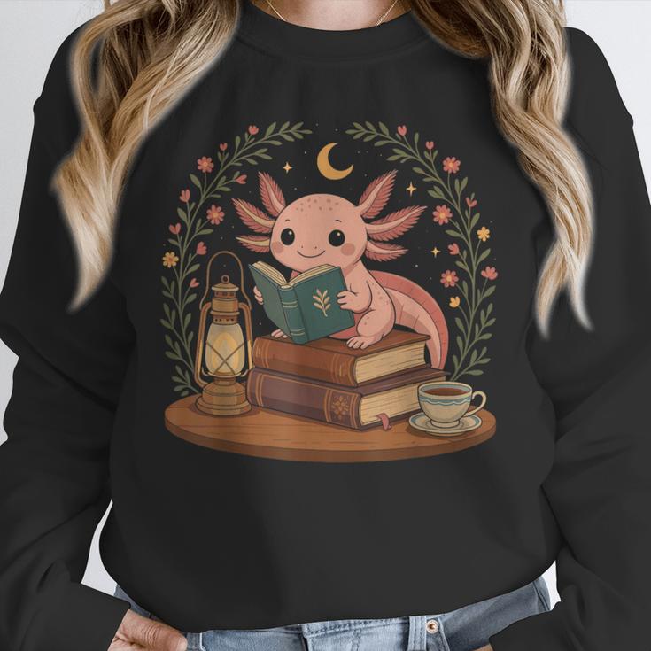 Cute Axolotl Reading Books Cozy Bookworm Unisex Sweatshirt