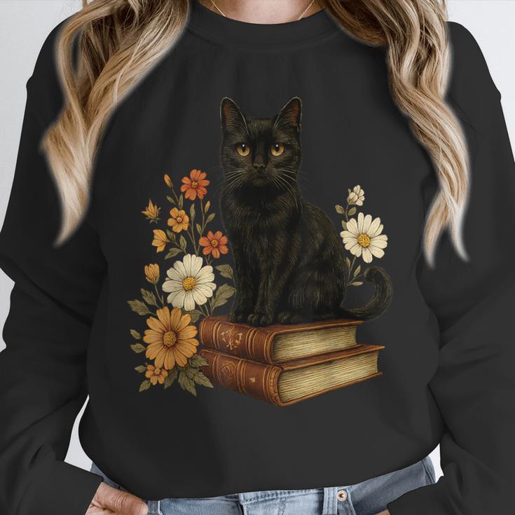 Cute Cat Book Flowers Unisex Sweatshirt