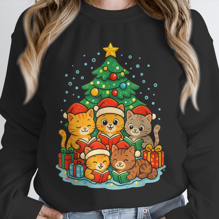 Cute Cats Reading Books Christmas Tree Unisex Sweatshirt