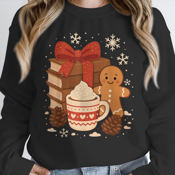 Cute Christmas Books Gingerbread Xmas Book Lover Teacher Unisex Sweatshirt